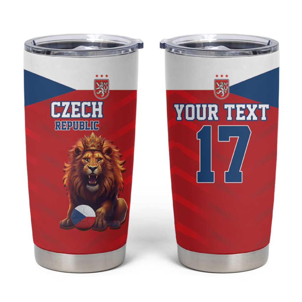 Custom Czech Republic Football Go Champions Tumbler Cup Sporty Style with Lion Mascot