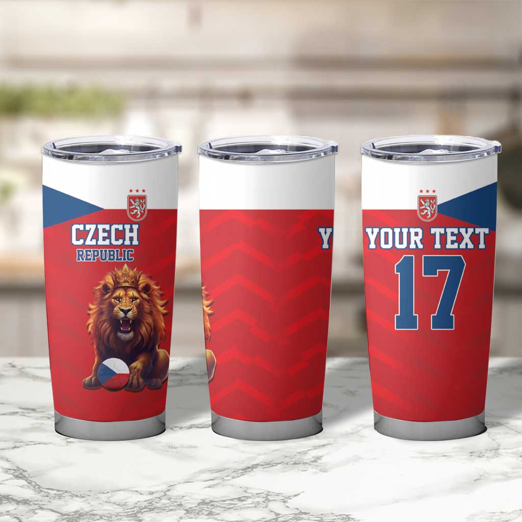 Custom Czech Republic Football Go Champions Tumbler Cup Sporty Style with Lion Mascot