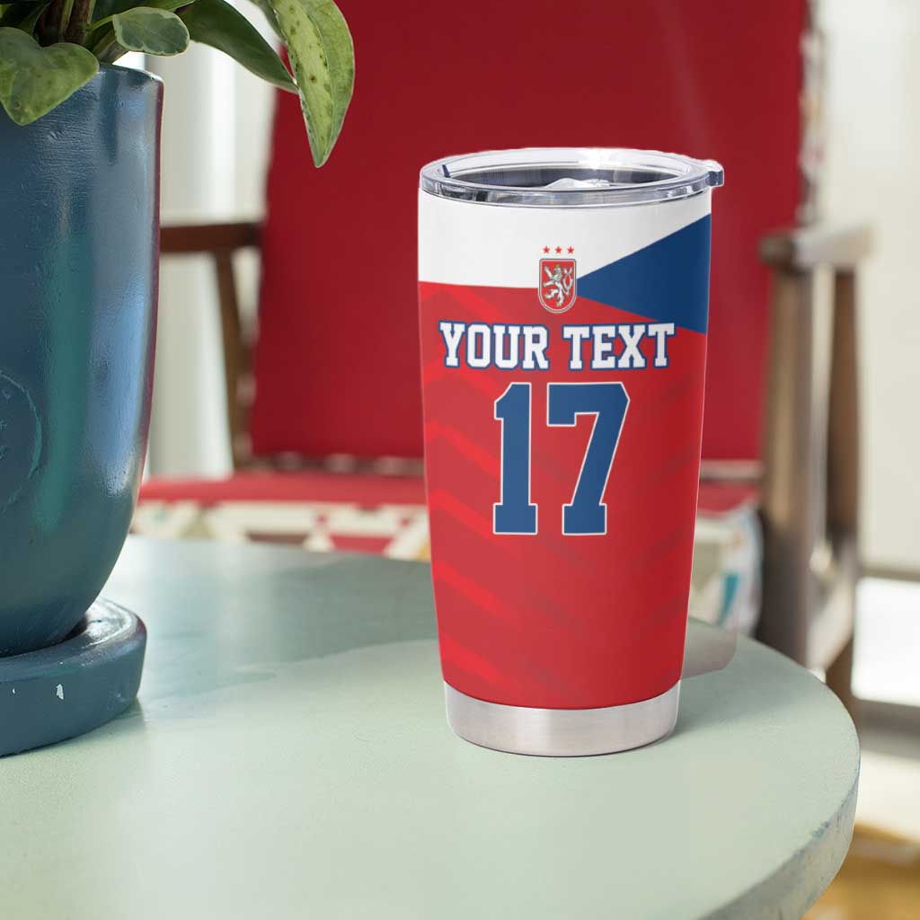 Custom Czech Republic Football Go Champions Tumbler Cup Sporty Style with Lion Mascot