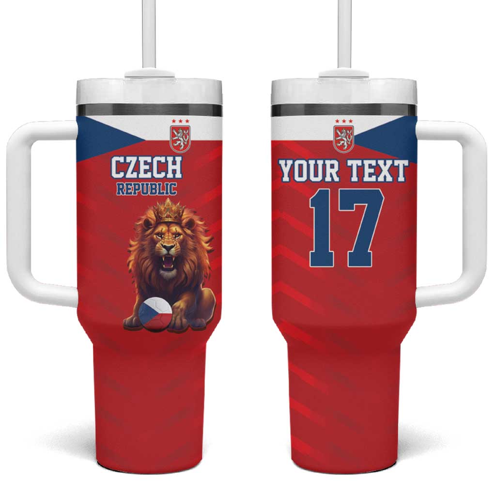 Custom Czech Republic Football Go Champions Tumbler With Handle Sporty Style with Lion Mascot