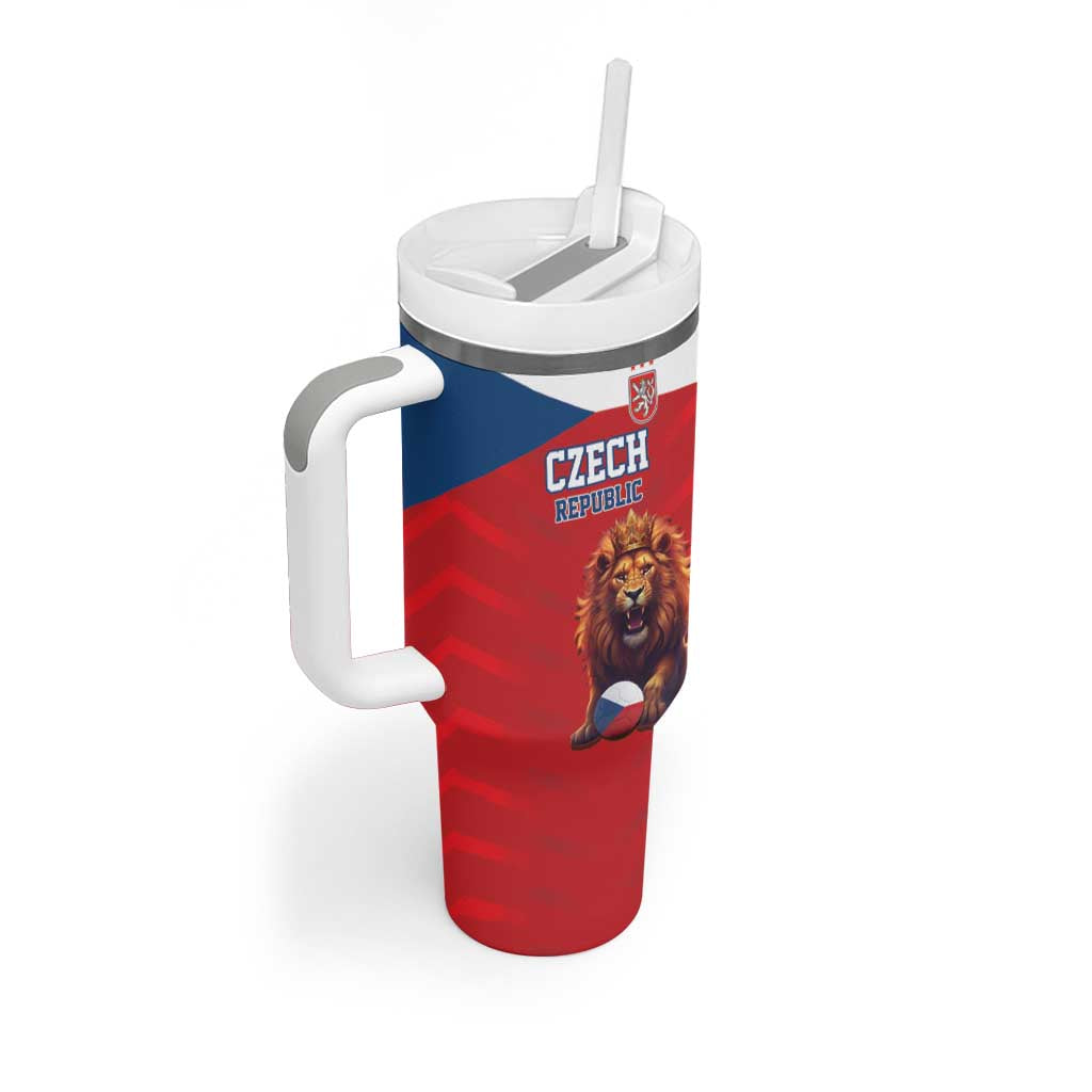 Custom Czech Republic Football Go Champions Tumbler With Handle Sporty Style with Lion Mascot