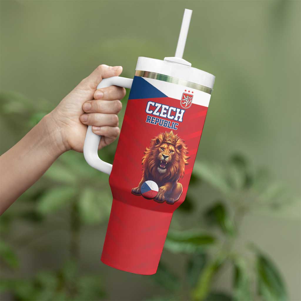 Custom Czech Republic Football Go Champions Tumbler With Handle Sporty Style with Lion Mascot