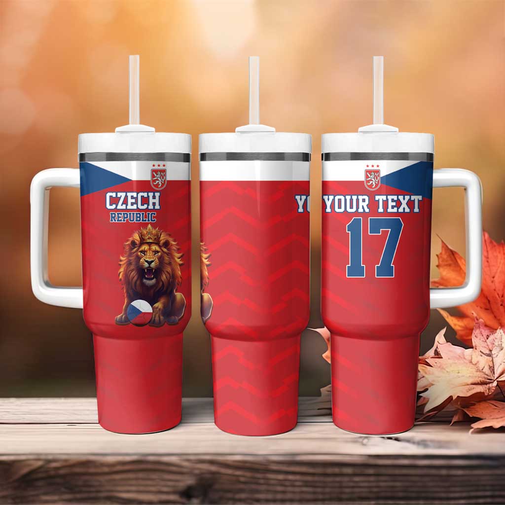 Custom Czech Republic Football Go Champions Tumbler With Handle Sporty Style with Lion Mascot