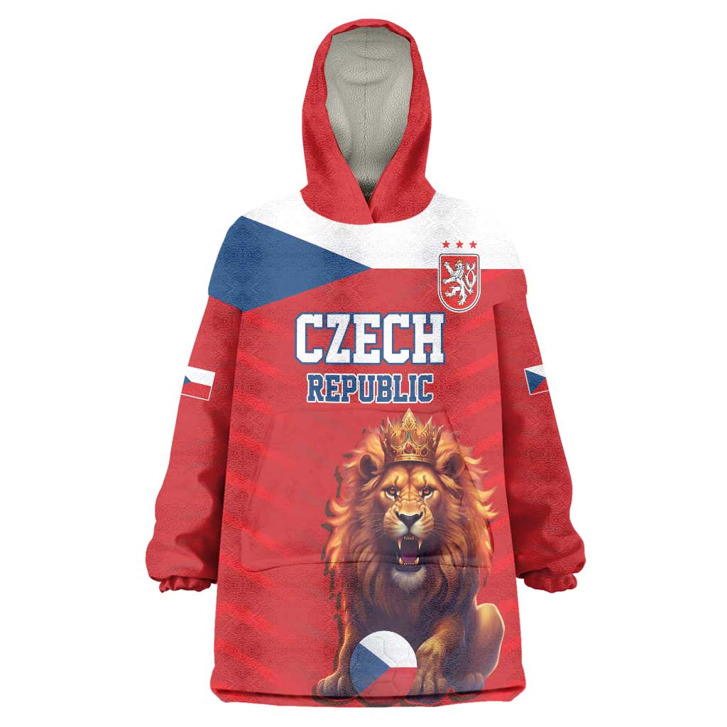 Custom Czech Republic Football Go Champions Wearable Blanket Hoodie Sporty Style with Lion Mascot