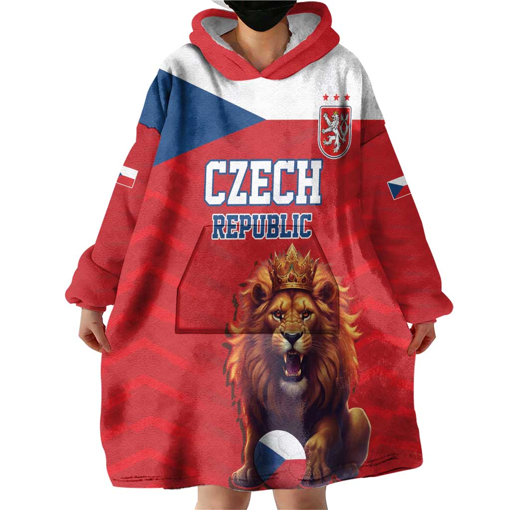 Custom Czech Republic Football Go Champions Wearable Blanket Hoodie Sporty Style with Lion Mascot