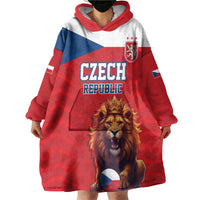 Custom Czech Republic Football Go Champions Wearable Blanket Hoodie Sporty Style with Lion Mascot
