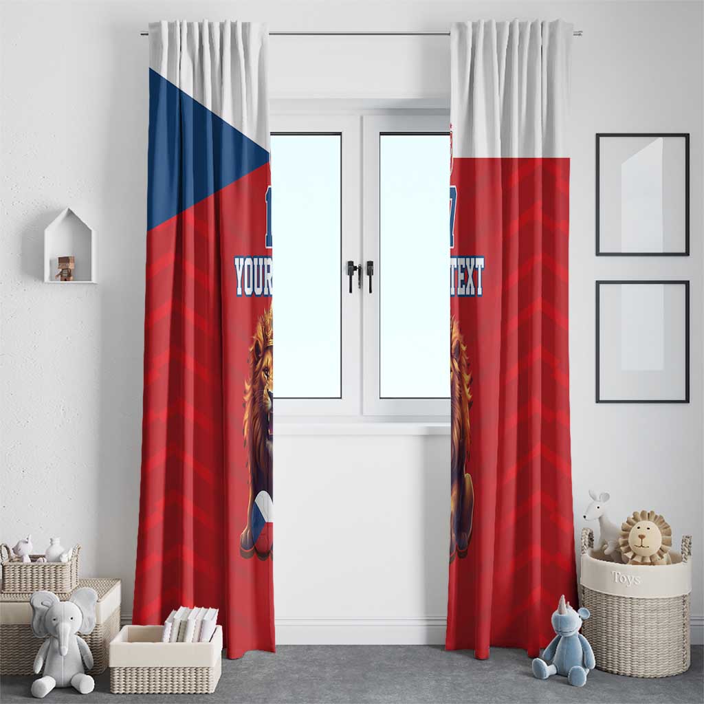 Custom Czech Republic Football Go Champions Window Curtain Sporty Style with Lion Mascot