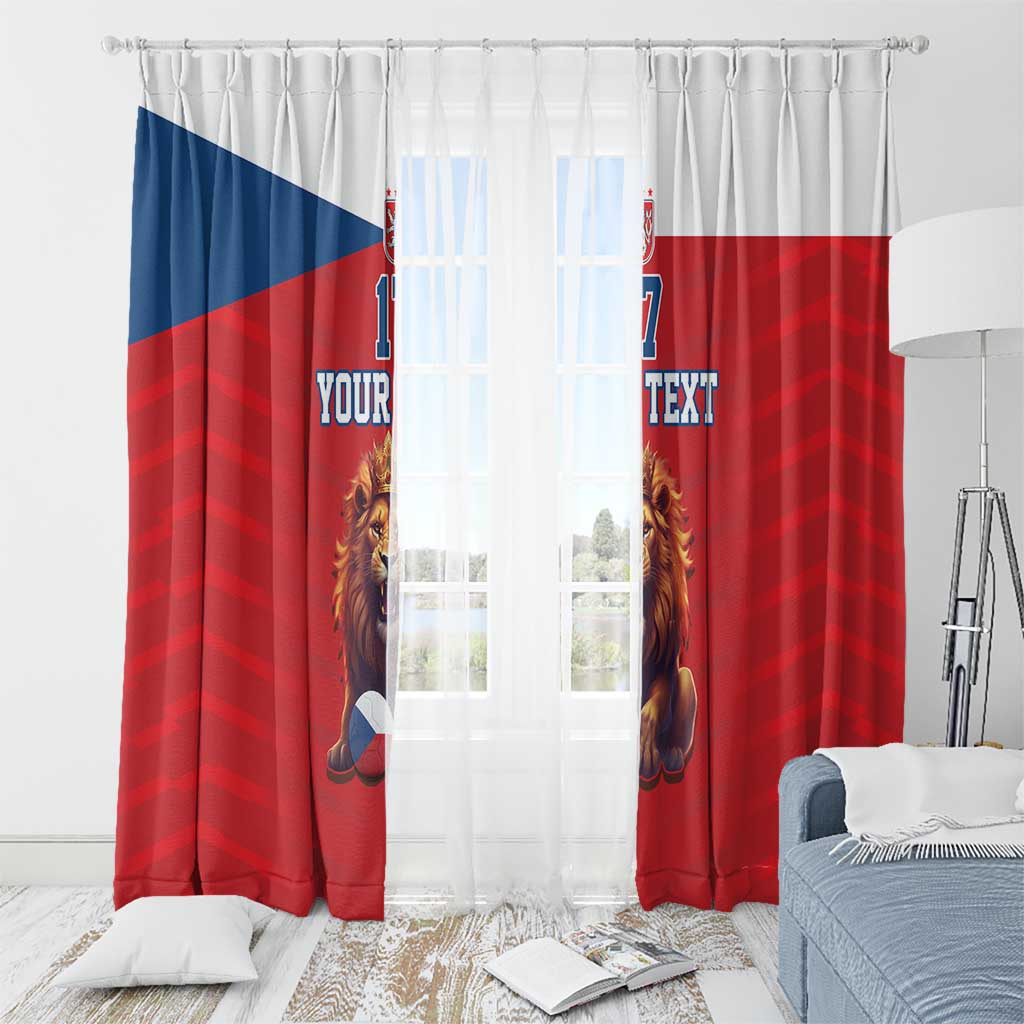 Custom Czech Republic Football Go Champions Window Curtain Sporty Style with Lion Mascot
