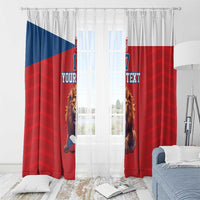 Custom Czech Republic Football Go Champions Window Curtain Sporty Style with Lion Mascot