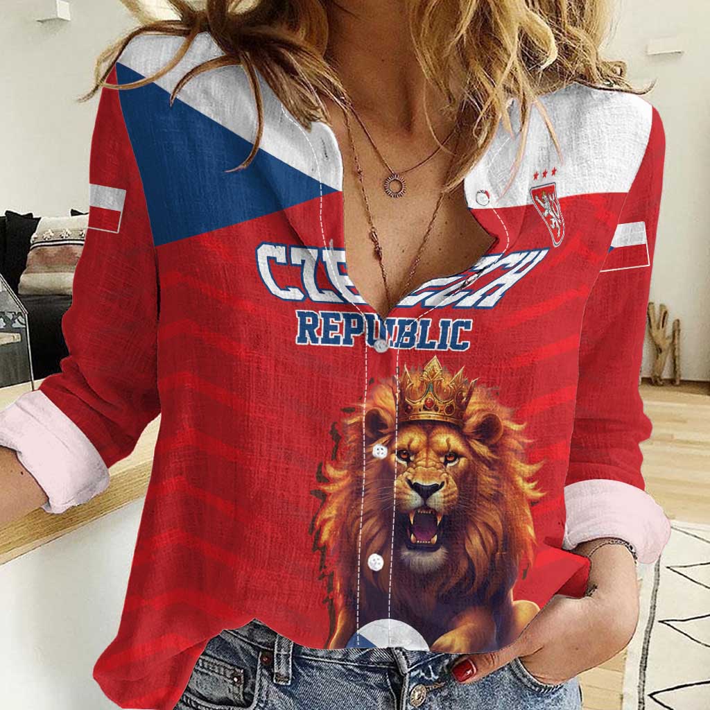 Custom Czech Republic Football Go Champions Women Casual Shirt Sporty Style with Lion Mascot