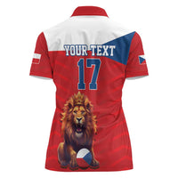 Custom Czech Republic Football Go Champions Women Polo Shirt Sporty Style with Lion Mascot