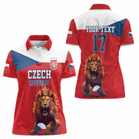 Custom Czech Republic Football Go Champions Women Polo Shirt Sporty Style with Lion Mascot