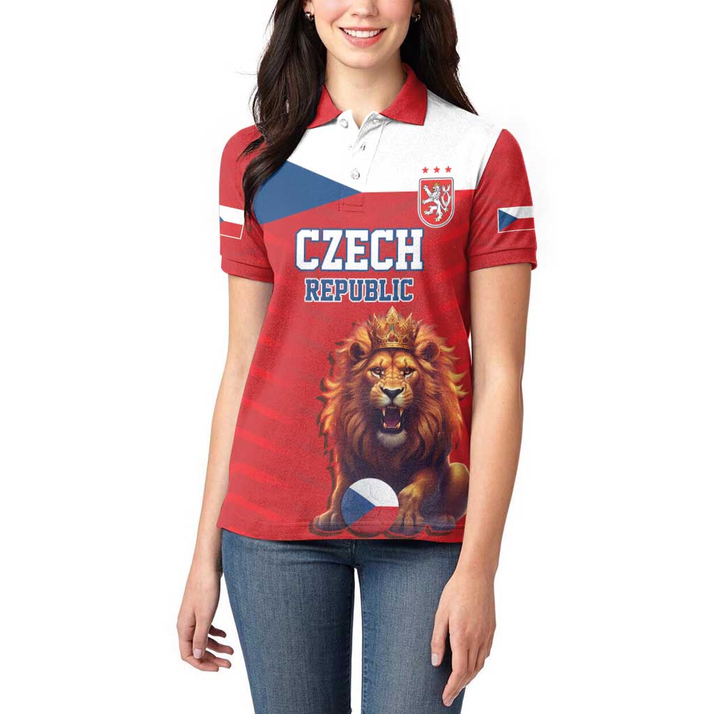 Custom Czech Republic Football Go Champions Women Polo Shirt Sporty Style with Lion Mascot