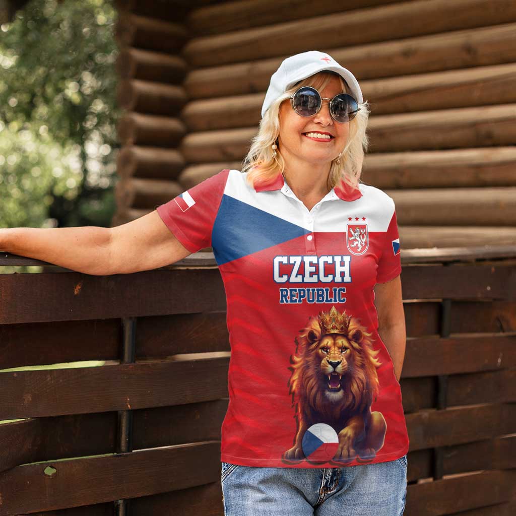 Custom Czech Republic Football Go Champions Women Polo Shirt Sporty Style with Lion Mascot