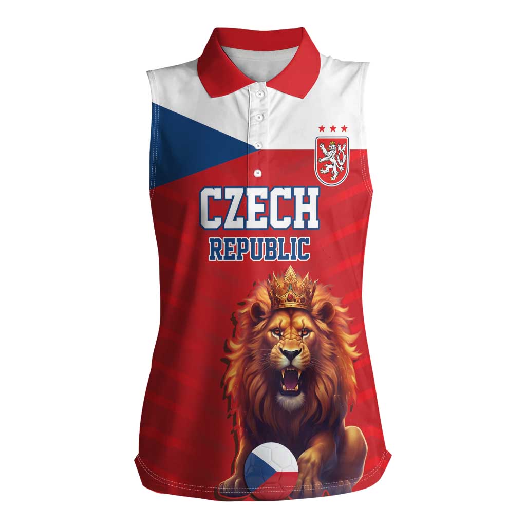Custom Czech Republic Football Go Champions Women Sleeveless Polo Shirt Sporty Style with Lion Mascot
