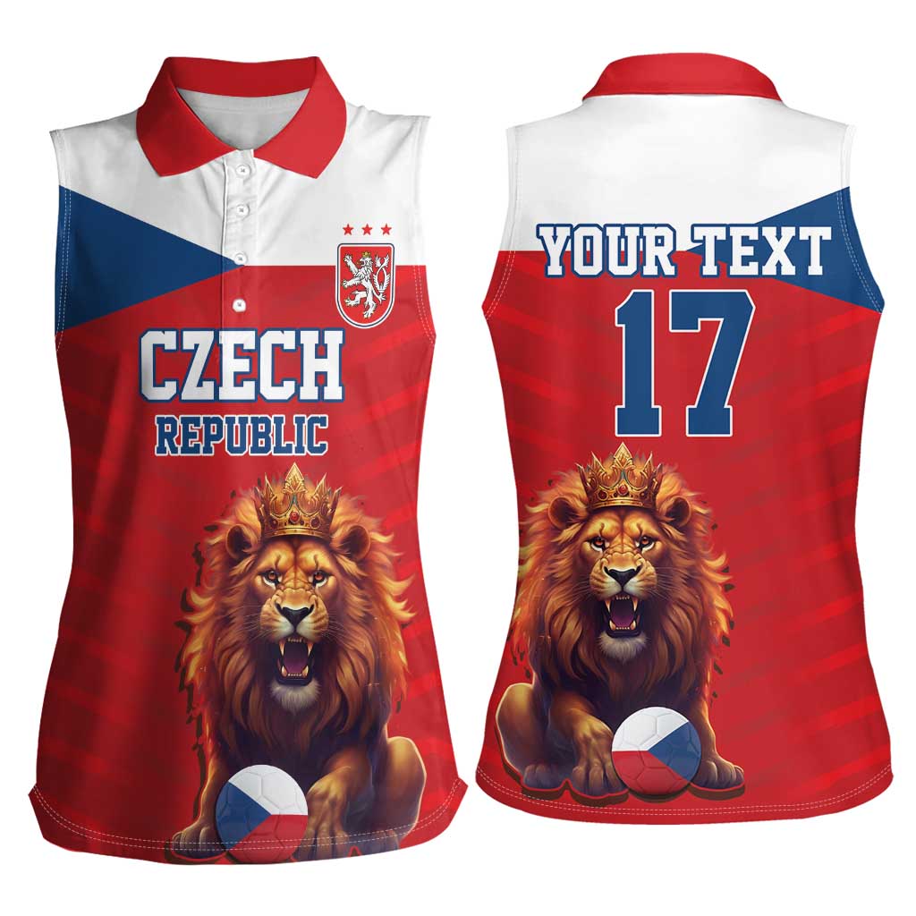 Custom Czech Republic Football Go Champions Women Sleeveless Polo Shirt Sporty Style with Lion Mascot