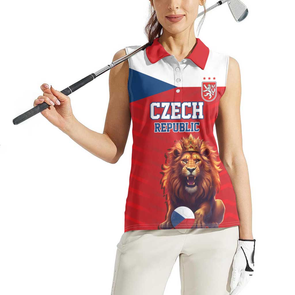Custom Czech Republic Football Go Champions Women Sleeveless Polo Shirt Sporty Style with Lion Mascot