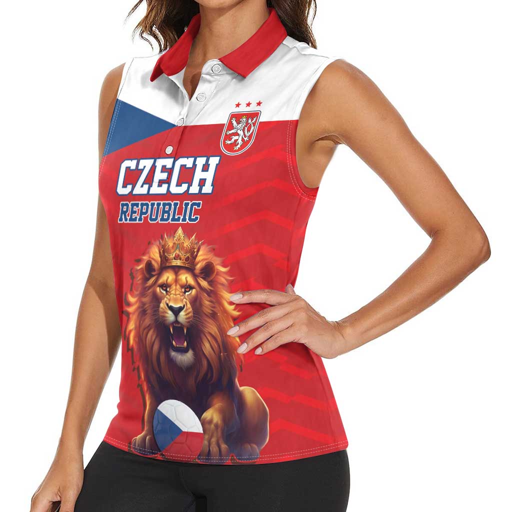 Custom Czech Republic Football Go Champions Women Sleeveless Polo Shirt Sporty Style with Lion Mascot
