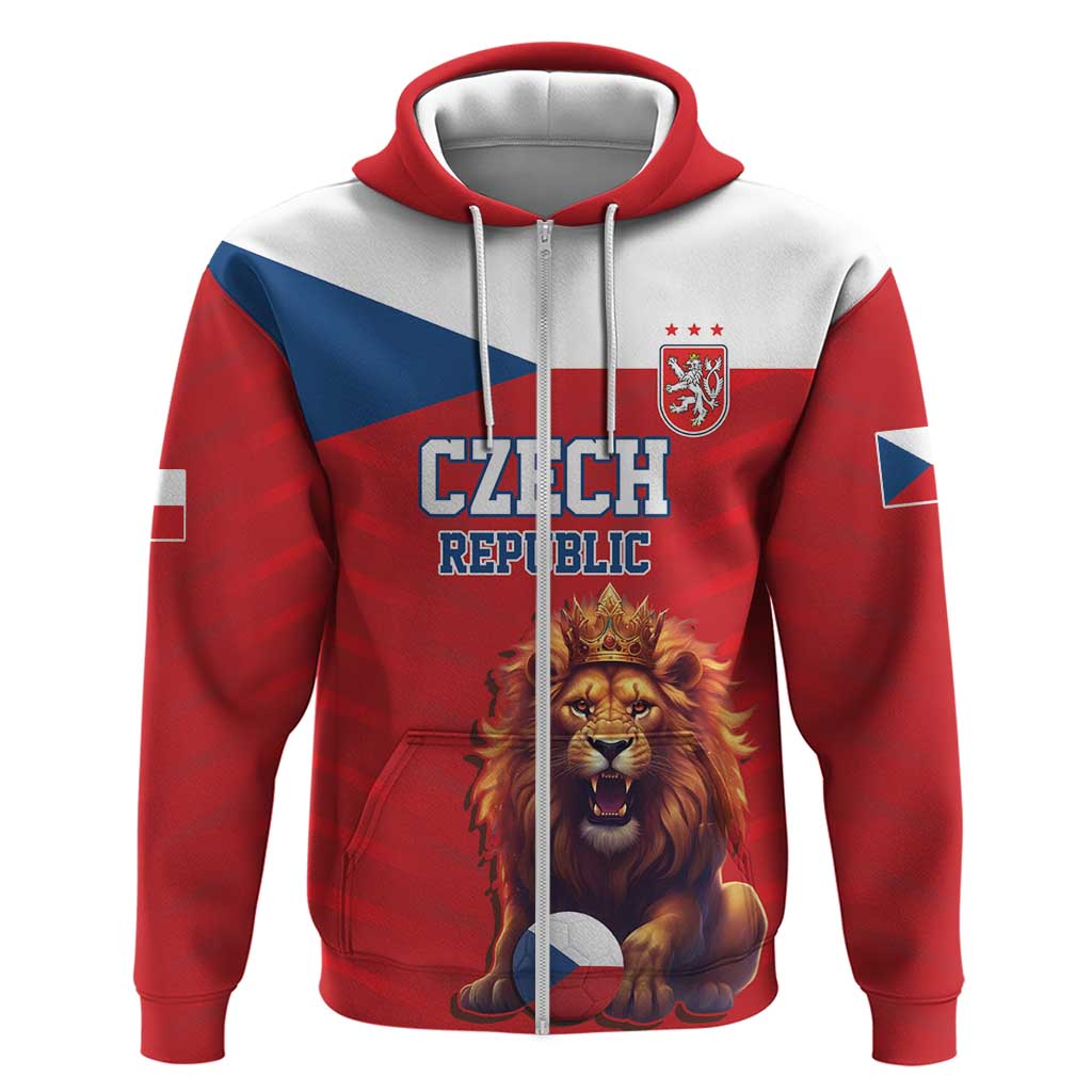 Custom Czech Republic Football Go Champions Zip Hoodie Sporty Style with Lion Mascot