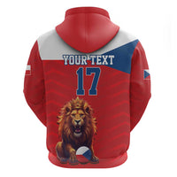Custom Czech Republic Football Go Champions Zip Hoodie Sporty Style with Lion Mascot