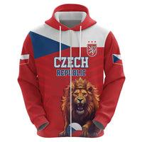 Custom Czech Republic Football Go Champions Zip Hoodie Sporty Style with Lion Mascot
