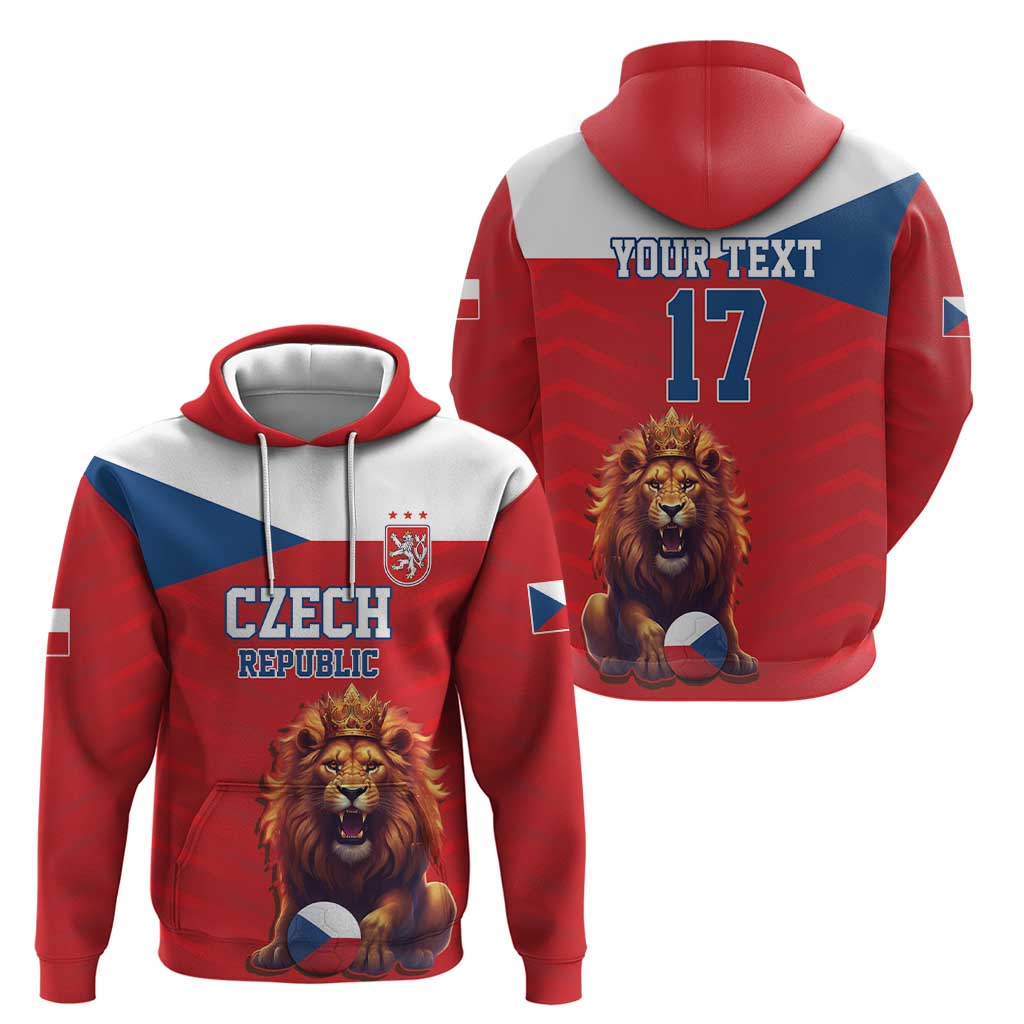 Custom Czech Republic Football Go Champions Zip Hoodie Sporty Style with Lion Mascot