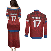Czech Republic Football Custom Couples Matching Puletasi and Long Sleeve Button Shirt Sporty Style