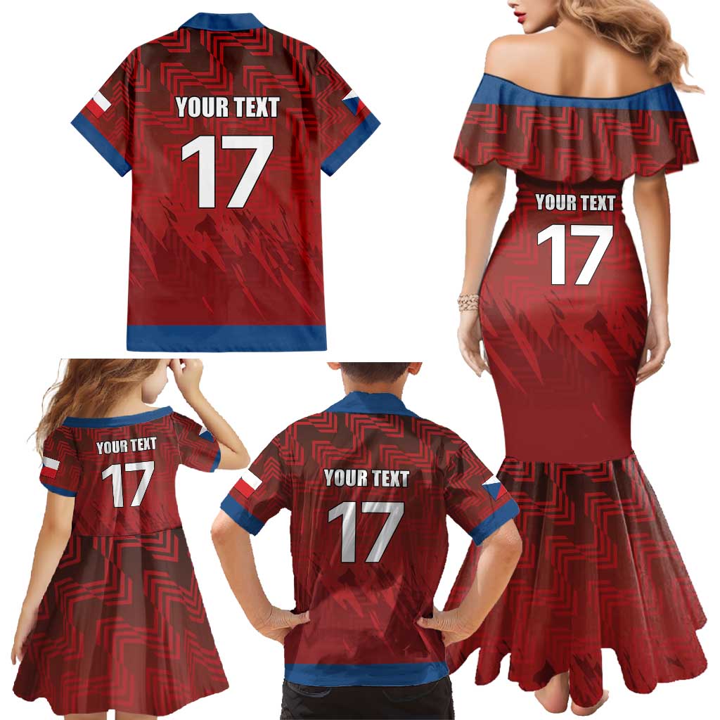 Czech Republic Football Custom Family Matching Mermaid Dress and Hawaiian Shirt Sporty Style