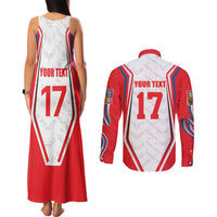Czech Republic Ice Hockey Custom Couples Matching Tank Maxi Dress and Long Sleeve Button Shirt Flag Style