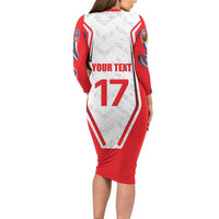Czech Republic Ice Hockey Custom Family Matching Long Sleeve Bodycon Dress and Hawaiian Shirt Flag Style