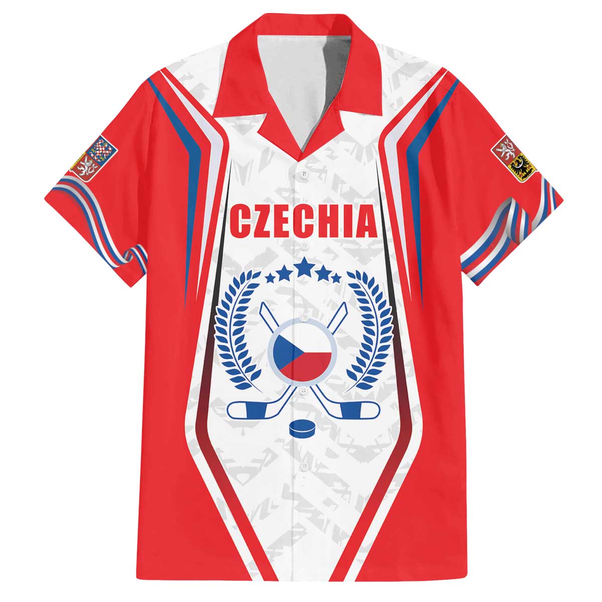 Czech Republic Ice Hockey Custom Family Matching Off The Shoulder Long Sleeve Dress and Hawaiian Shirt Flag Style