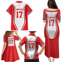 Czech Republic Ice Hockey Custom Family Matching Puletasi and Hawaiian Shirt Flag Style