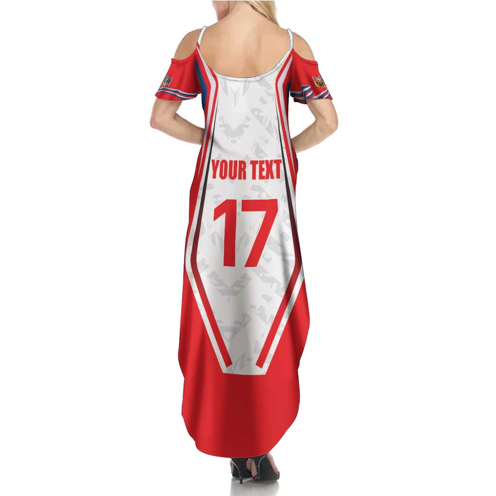 Czech Republic Ice Hockey Custom Family Matching Summer Maxi Dress and Hawaiian Shirt Flag Style