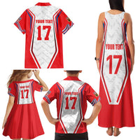 Czech Republic Ice Hockey Custom Family Matching Tank Maxi Dress and Hawaiian Shirt Flag Style