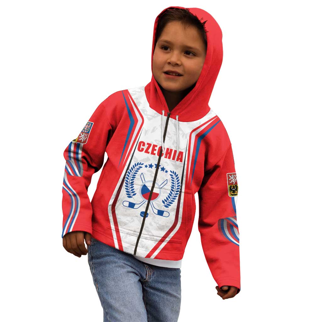 Czech Republic Ice Hockey Custom Kid Hoodie Flag Style
