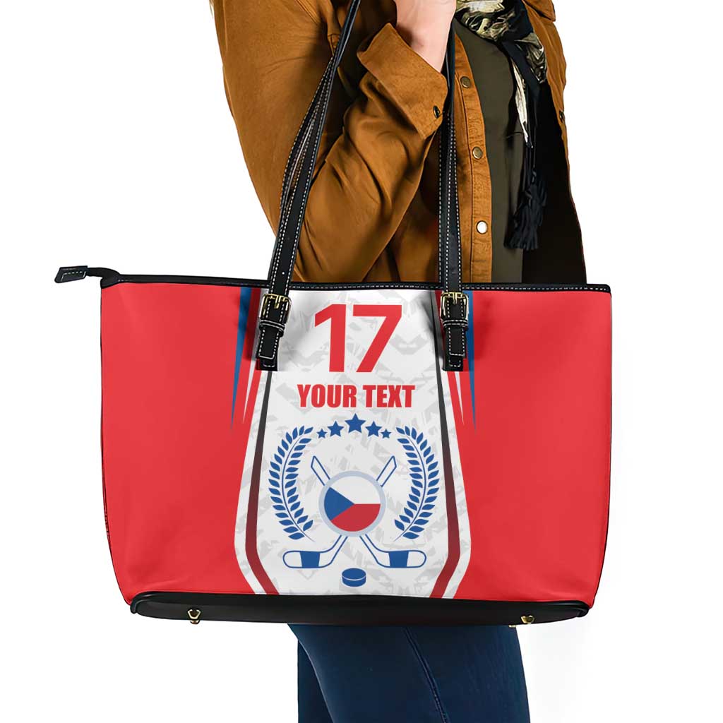 Czech Republic Ice Hockey Custom Leather Tote Bag Flag Style