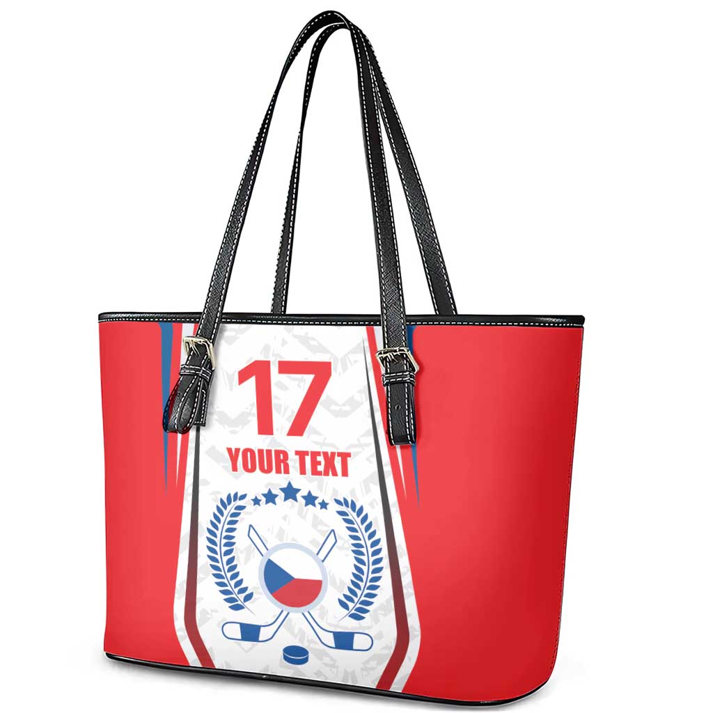 Czech Republic Ice Hockey Custom Leather Tote Bag Flag Style