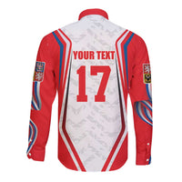 Czech Republic Ice Hockey Custom Long Sleeve Button Shirt Flag Style