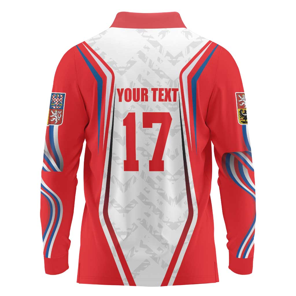 Czech Republic Ice Hockey Custom Long Sleeve Polo Shirt Flag Style