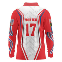 Czech Republic Ice Hockey Custom Long Sleeve Polo Shirt Flag Style