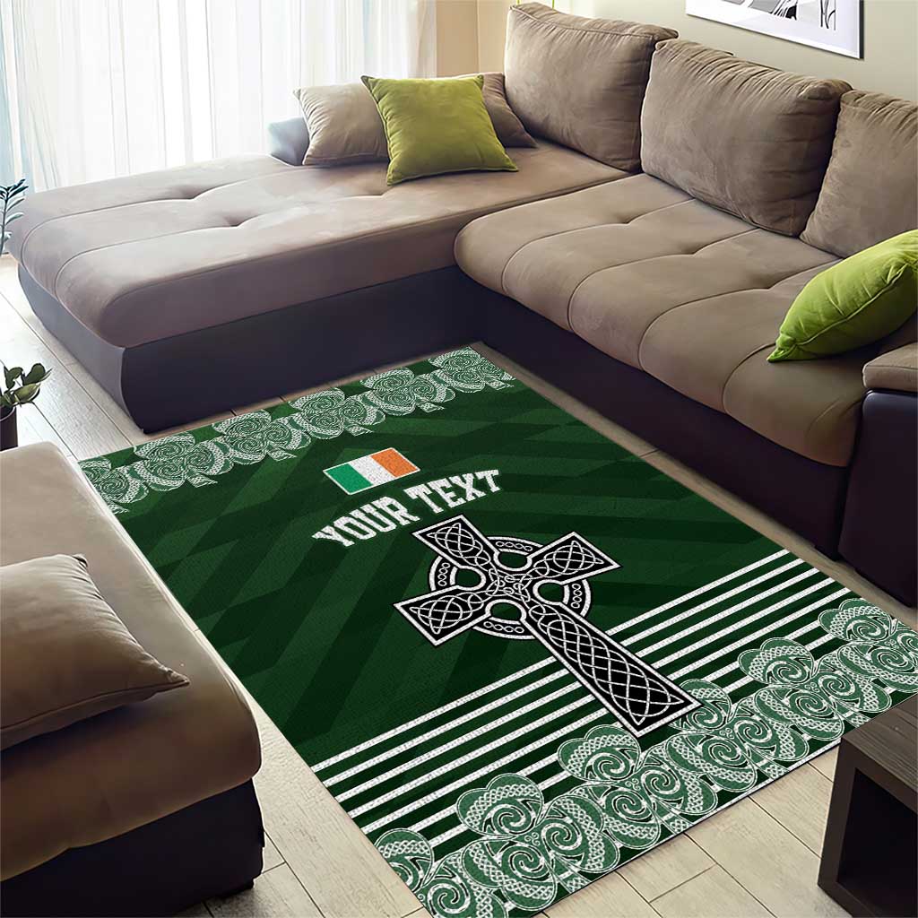 Personalized Celtic Cross Shamrock Ireland Area Rug Celtic Knot with Shamrock