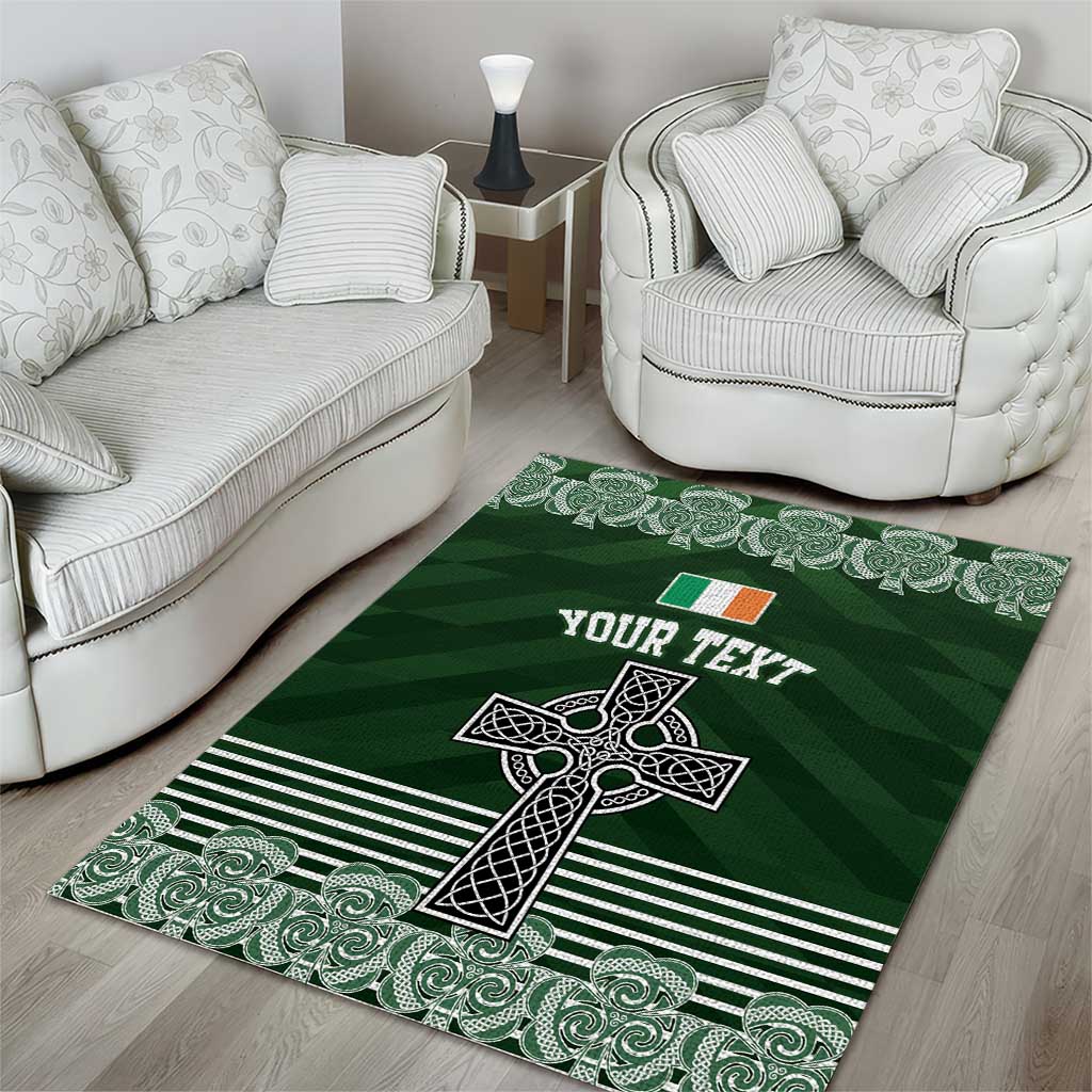 Personalized Celtic Cross Shamrock Ireland Area Rug Celtic Knot with Shamrock