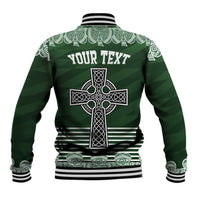 Personalized Celtic Cross Shamrock Ireland Baseball Jacket Celtic Knot with Shamrock