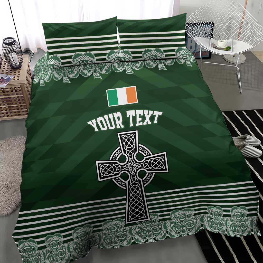Personalized Celtic Cross Shamrock Ireland Bedding Set Celtic Knot with Shamrock