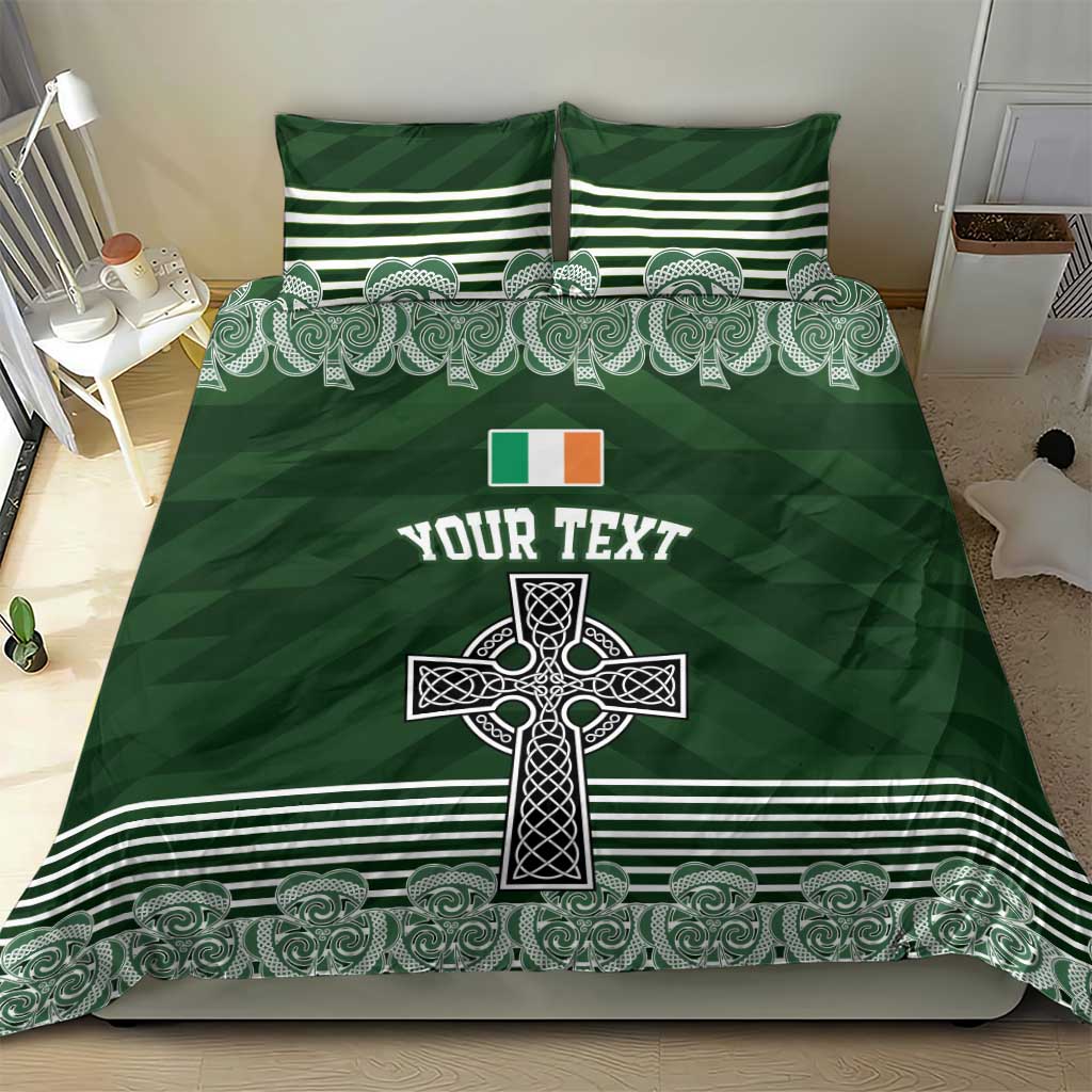 Personalized Celtic Cross Shamrock Ireland Bedding Set Celtic Knot with Shamrock