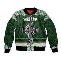 Personalized Celtic Cross Shamrock Ireland Bomber Jacket Celtic Knot with Shamrock