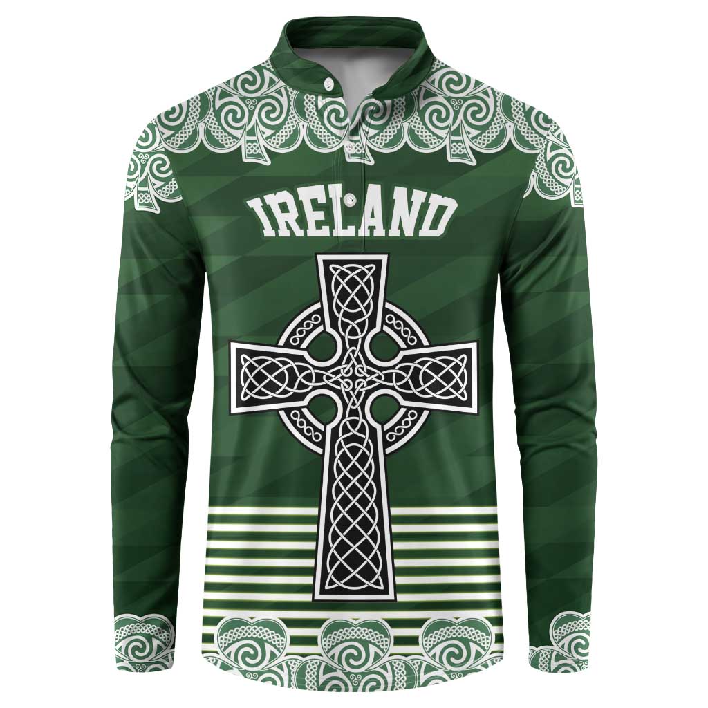 Personalized Celtic Cross Shamrock Ireland Button Sweatshirt Celtic Knot with Shamrock