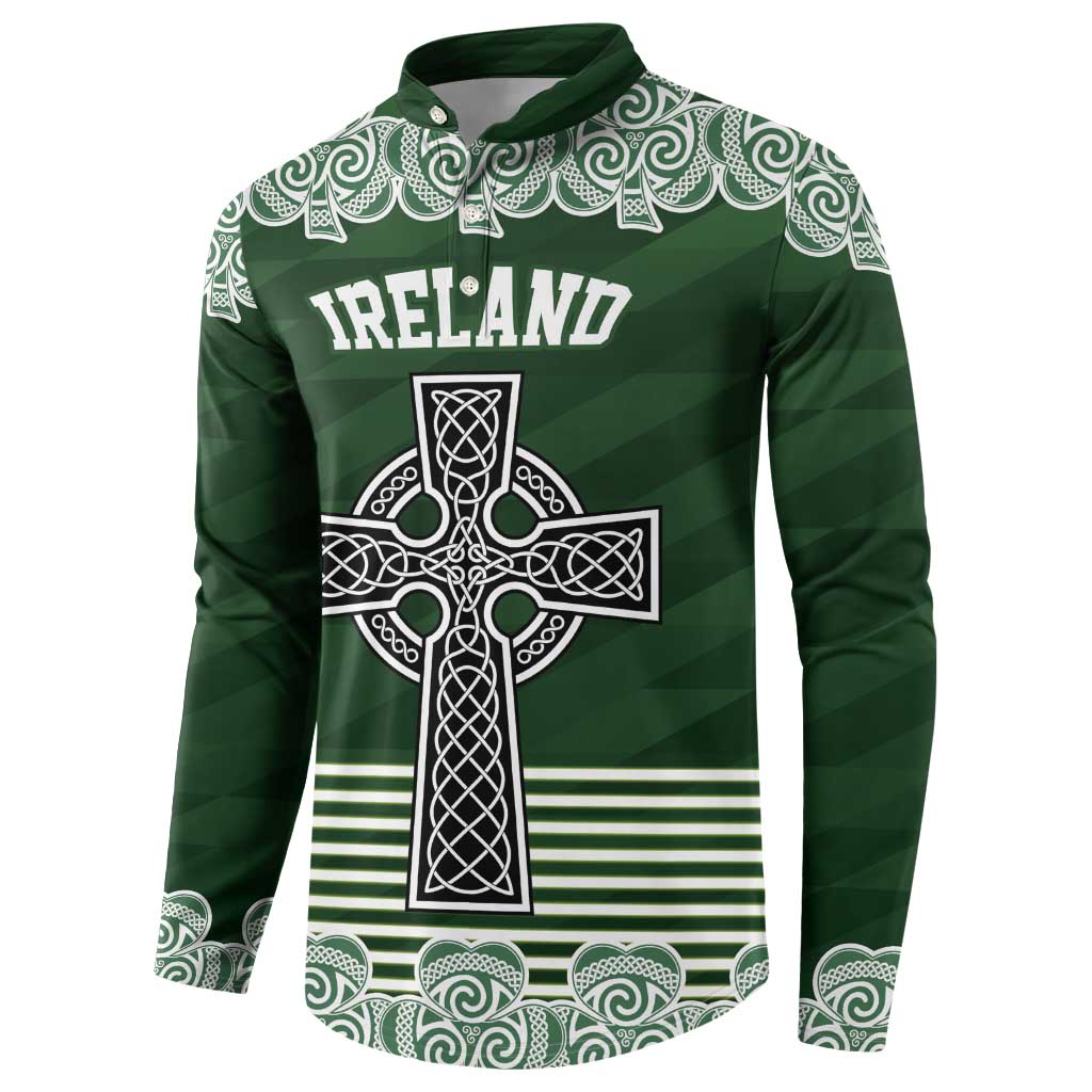 Personalized Celtic Cross Shamrock Ireland Button Sweatshirt Celtic Knot with Shamrock