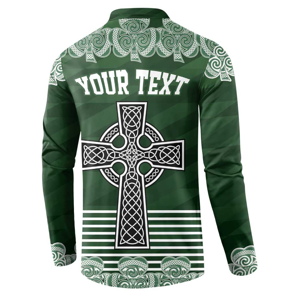 Personalized Celtic Cross Shamrock Ireland Button Sweatshirt Celtic Knot with Shamrock