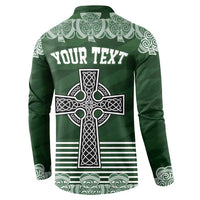 Personalized Celtic Cross Shamrock Ireland Button Sweatshirt Celtic Knot with Shamrock
